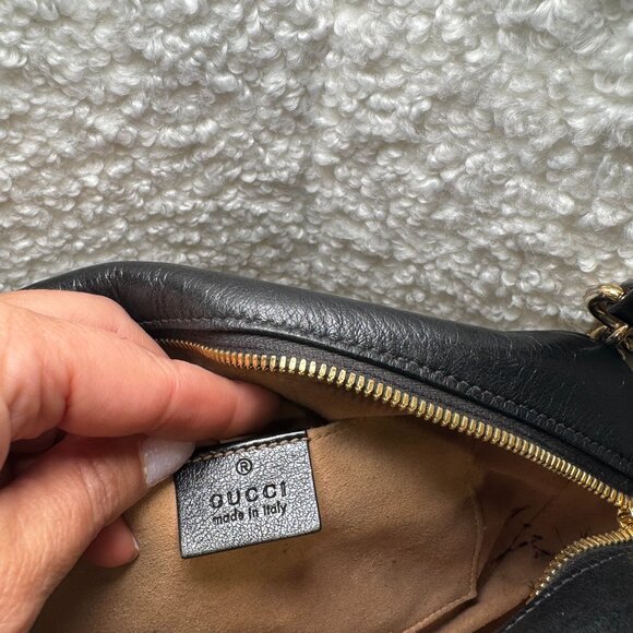 Gucci GG Marmont Shoulder Bag Diagonal Quilted GG Canvas with Leather Small - Picture 5 of 15